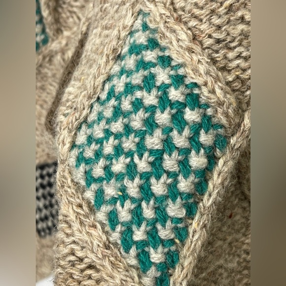 Boundary Waters Vintage 90 Streetwear Shetland Wool Diamond Knit Grandpa Sweater - Picture 5 of 8